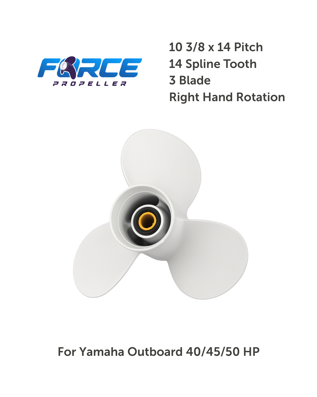 Force Propeller Yamaha 40–50HP – 10 3/8 x 14 (Aluminum – White)