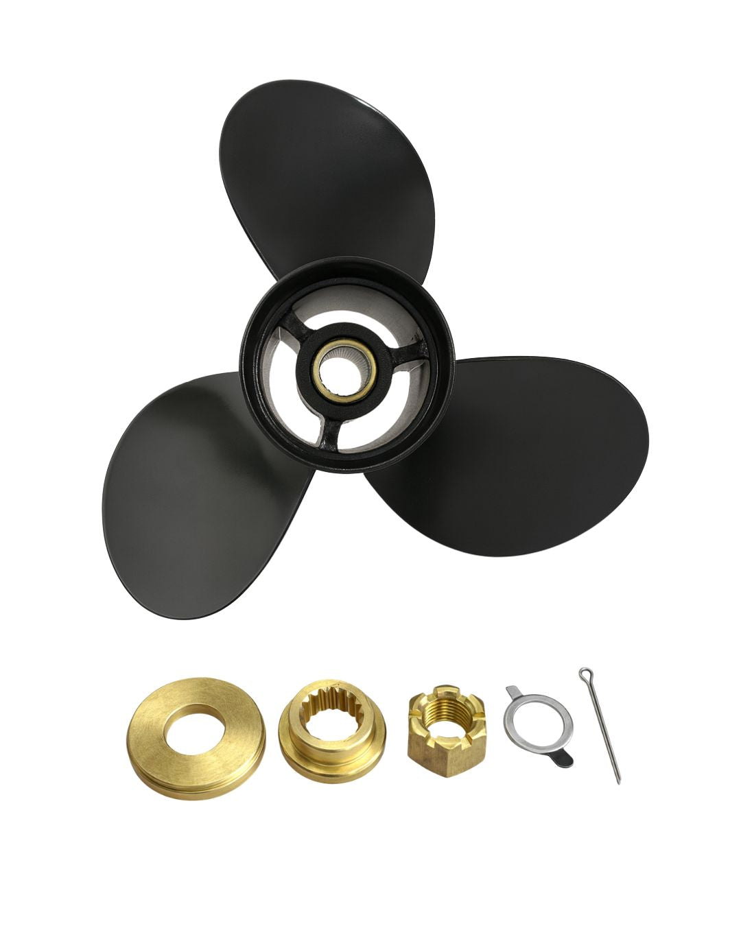 FORCE Aluminum Propeller V6 14 1/2 X 19 Pitch RH 15 Spline Tooth for Mercury Outboard 150 HP/175 HP/200 HP/220 HP/225 HP/250 HP Boat Motor Engine Parts, Hardware Install Kit fit included