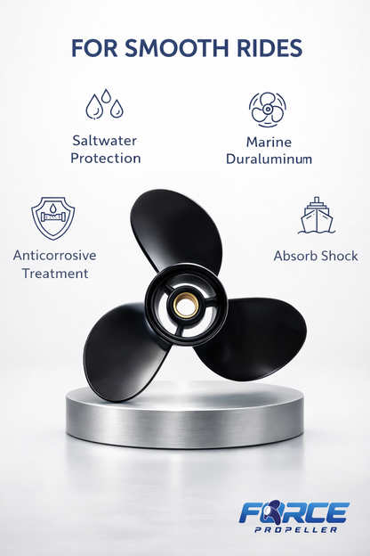 FORCE Aluminum Propeller V6 14 1/2 X 19 Pitch RH 15 Spline Tooth for Mercury Outboard 150 HP/175 HP/200 HP/220 HP/225 HP/250 HP Boat Motor Engine Parts, Hardware Install Kit fit included